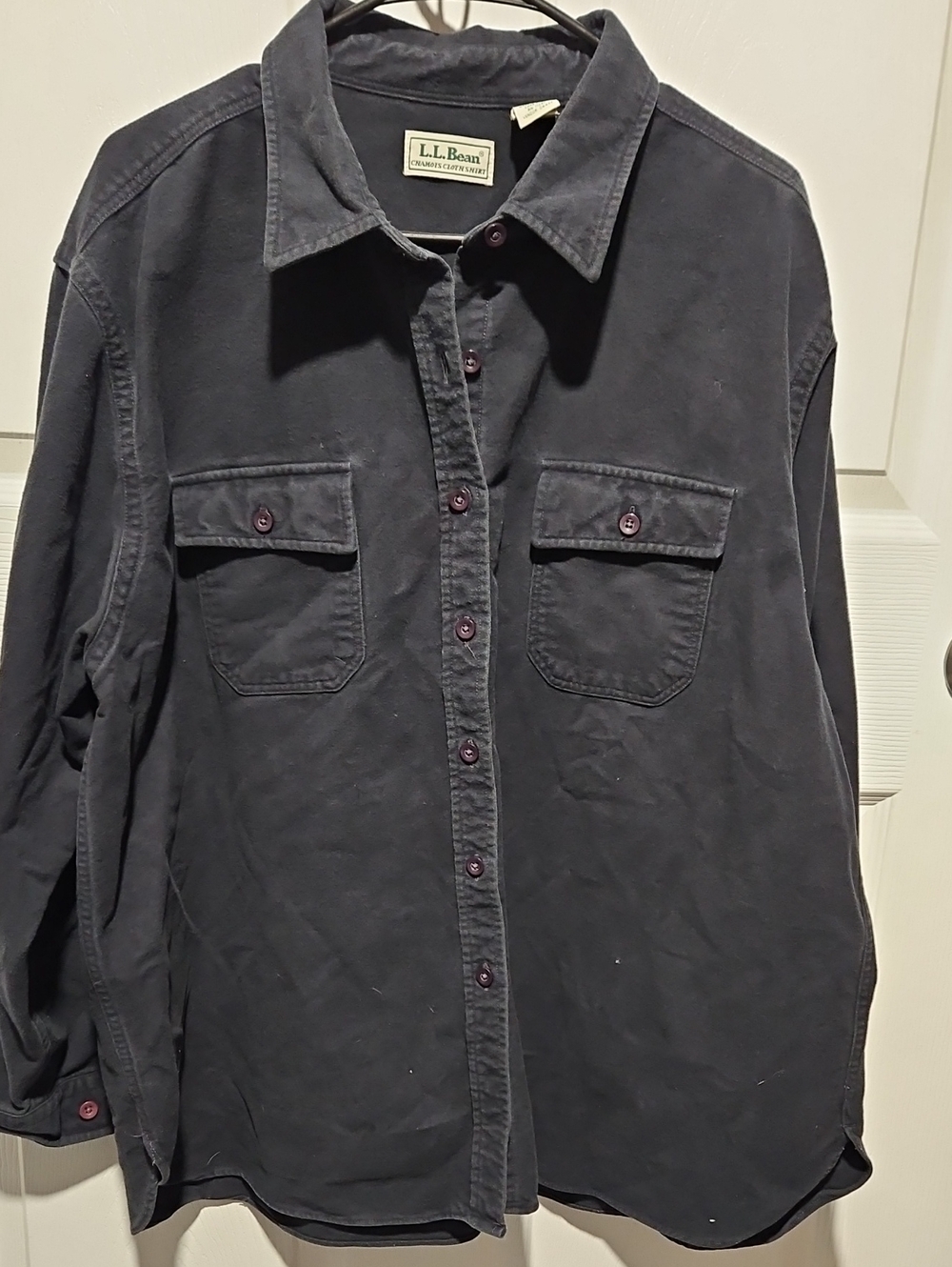 Vintage L.L. Bean Washed Black Chamois Cloth Flannel Shirt Womans